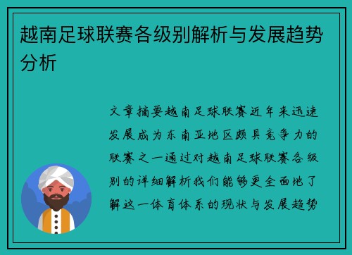 越南足球联赛各级别解析与发展趋势分析